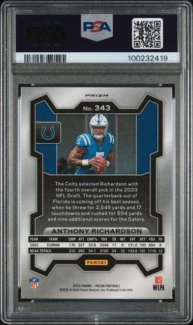 2023 Panini Prizm Green Prizm #343 Anthony Richardson PSA 9 (Rookie) | Eastridge Sports Cards