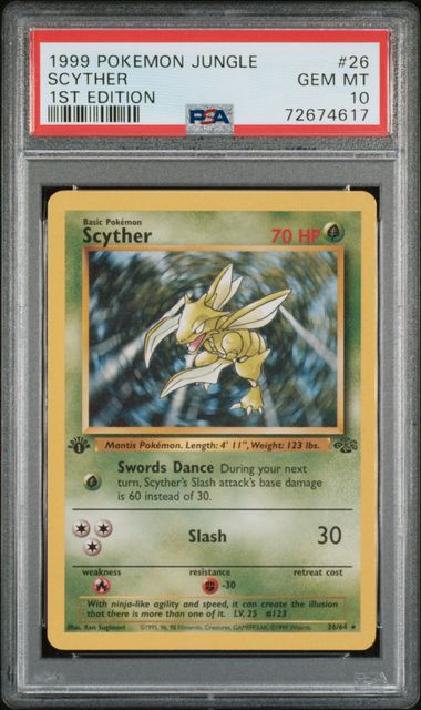 1999 Pokemon Jungle 1st Edition #26 Scyther PSA 10