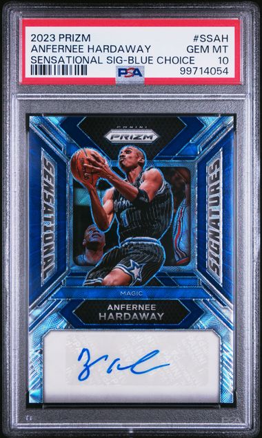 2023-24 Panini Prizm Sensational Signatures Blue Choice Prizm #SSAH Anfernee Hardaway #39/49 PSA 10