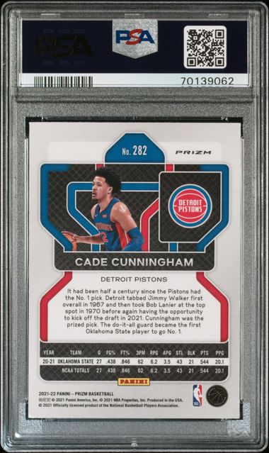 2021-22 Panini Prizm Red Ice Prizm #282 Cade Cunningham PSA 10 (Rookie)