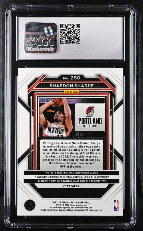 2022-23 Panini Prizm Pink Ice #250 Shaedon Sharpe CGC 9.5 (Rookie)