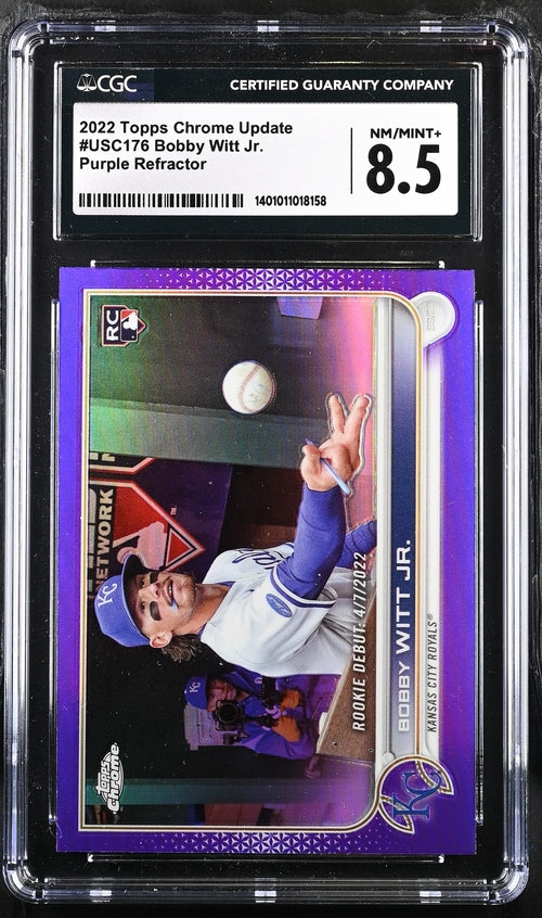 2022 Topps Chrome Update Purple Refractor #USC176 Bobby Witt Jr. CGC 8.5 (Rookie)