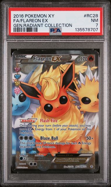 2016 Pokemon Generations Radiant Collection #RC28 Flareon EX - Full Art PSA 7