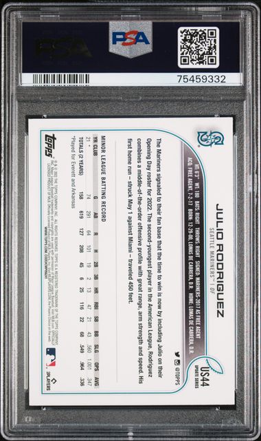 2022 Topps Update #US44 Julio Rodriguez PSA 9 (Rookie)