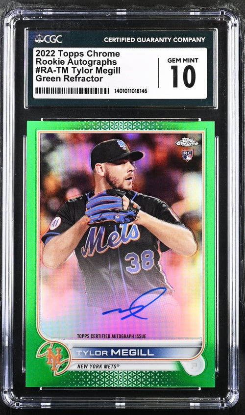 2022 Topps Chrome Rookie Autographs Green Refractor #RA-TM Tylor Megill #37/99 CGC 10 (Auto 10) (Rookie)
