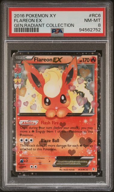 2016 Pokemon Generations Radiant Collection #RC6 Flareon EX PSA 8