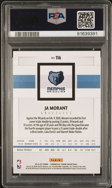 2019-20 Panini Chronicles #116 Ja Morant PSA 9 (Rookie)