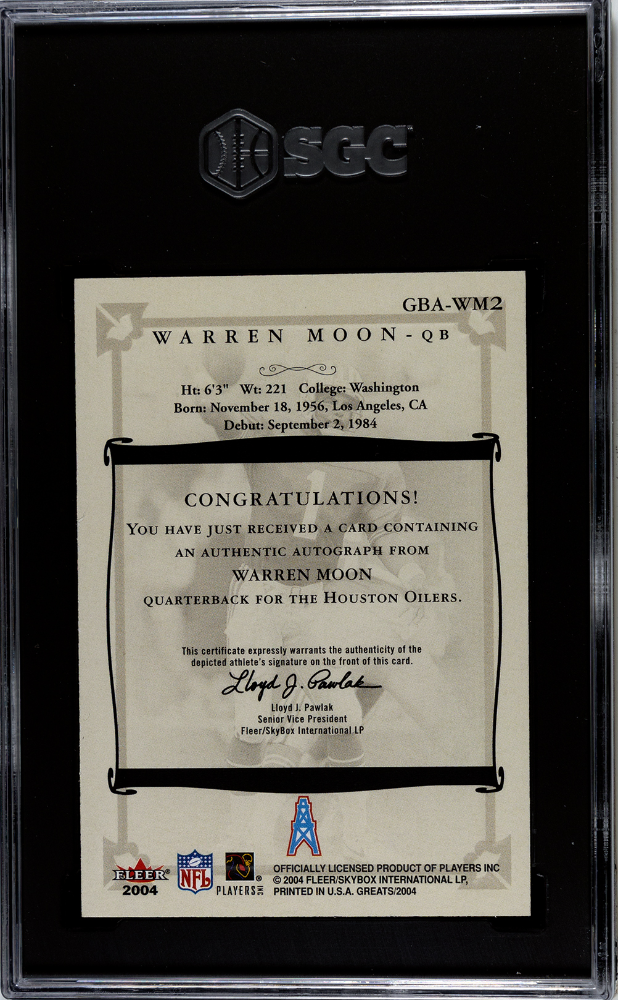 2004 Greats of the Game Autographs #GBA-WM2 Warren Moon SGC 7 (Auto 10) | Eastridge Sports Cards