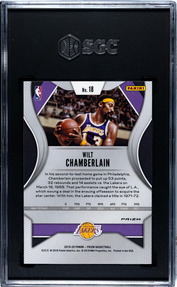 2019-20 Panini Prizm Green Prizm #18 Wilt Chamberlain SGC 9.5