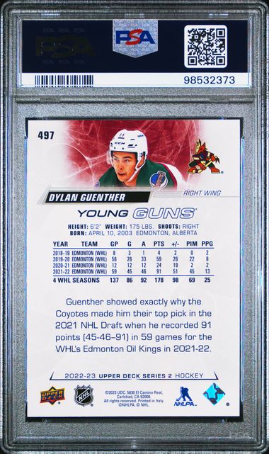 2022-23 Upper Deck #497 Dylan Guenther PSA 9 (Rookie)