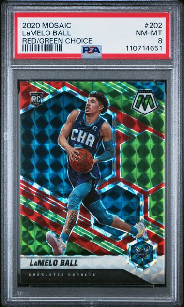 2020-21 Panini Mosaic Red/Green Choice #202 LaMelo Ball PSA 8 (Rookie)