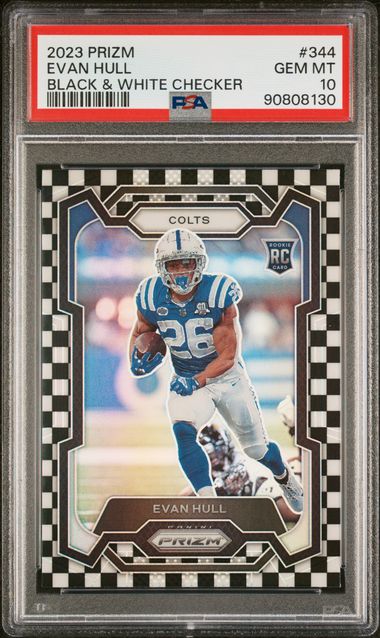 2023 Panini Prizm Black & White Checker Prizm #344 Evan Hull PSA 10 (Rookie)