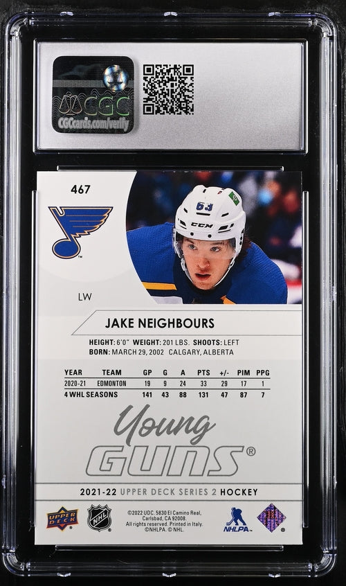 2021-22 Upper Deck #467 Jake Neighbours CGC 9.5 (Rookie)