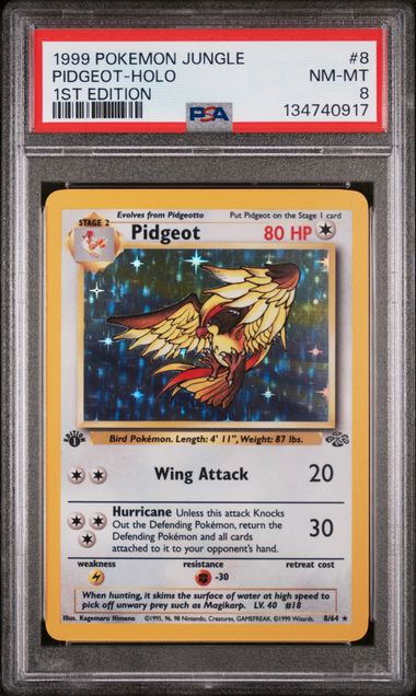 1999 Pokemon Jungle 1st Edition #8 Pidgeot - Holo PSA 8