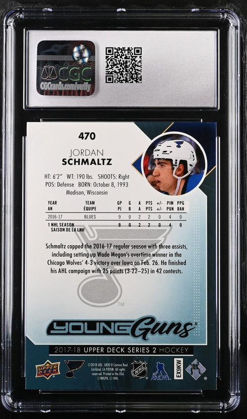 2017-18 Upper Deck #470 Jordan Schmaltz CGC 10 (Rookie)