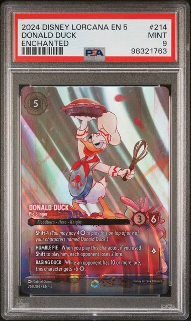 2024 Disney Lorcana Shimmering Skies #214 Donald Duck - Pie Slinger (Enchanted) PSA 9