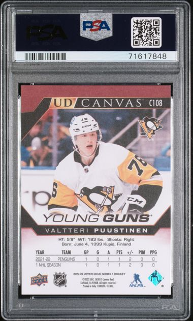 2022-23 Upper Deck Canvas #C108 Valtteri Puustinen PSA 10 (Rookie)