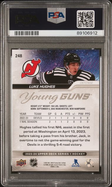 2023-24 Upper Deck Outburst #248 Luke Hughes PSA 9 (Rookie)