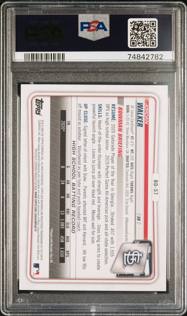 2020 Bowman Draft #BD57 Jordan Walker PSA 9