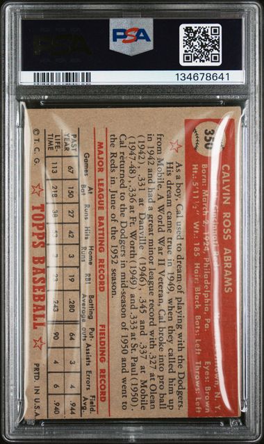 1952 Topps #350 Cal Abrams PSA 2