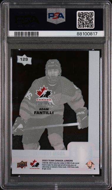 2023 Upper Deck Team Canada Juniors Clear Cut #129 Adam Fantilli PSA 9