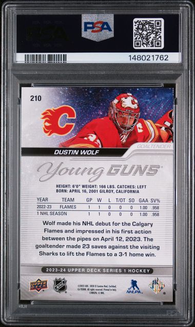 2023-24 Upper Deck #210 Dustin Wolf PSA 8 (Rookie)