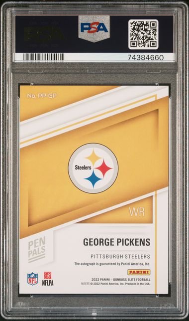 2022 Donruss Elite Pen Pals Autograph #PPGP George Pickens PSA 9 (Auto 10) (Rookie)