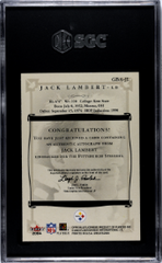 2004 Greats of the Game Autographs #GBA-JL Jack Lambert SGC 8 | Eastridge Sports Cards