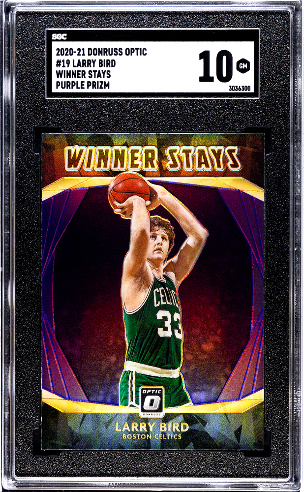 2020-21 Donruss Optic Winner Stays Purple Prizm #19 Larry Bird SGC 10
