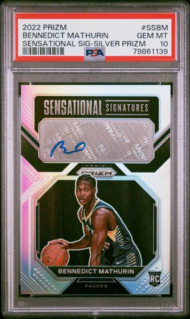 2022-23 Prizm Sensational Signatures Silver Prizm #SSBM Bennedict Mathurin PSA 10 (Rookie)
