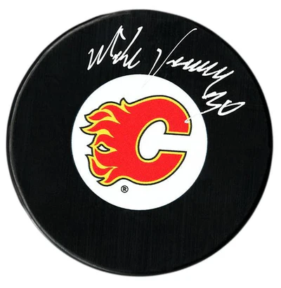 Mike Vernon Autographed Calgary Flames Puck (COJO Sports)