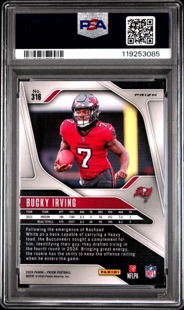 2024 Panini Prizm Pink Prizm #316 Bucky Irving PSA 9 (Rookie)