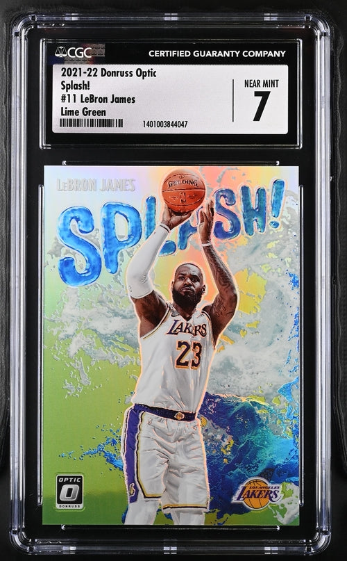 2021-22 Donruss Optic Splash! Lime Green #11 LeBron James #016/149 CGC 7
