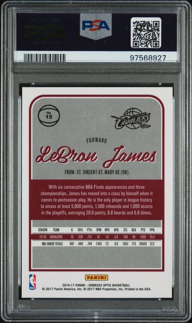 2016-17 Panini Donruss Optic #15 LeBron James - Kobe in Background PSA 9