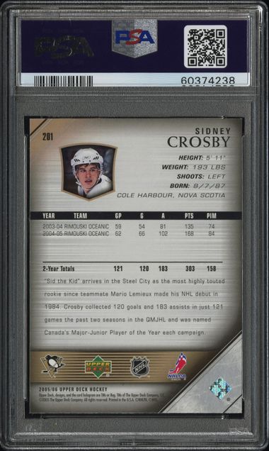 2005-06 Upper Deck #201 Sidney Crosby PSA 9 (Rookie)