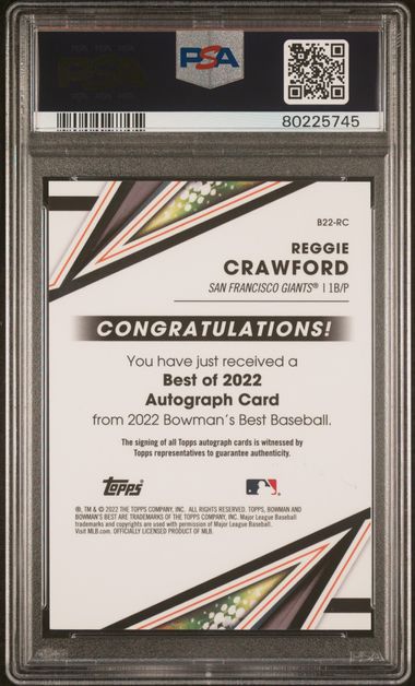 2022 Bowman's Best Best of 2022 Autographs #B22RC Reggie Crawford PSA 9