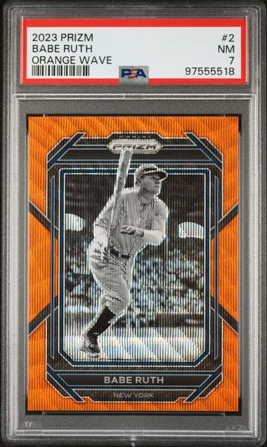 2023 Panini Prizm Orange Wave #2 Babe Ruth #15/50 PSA 7
