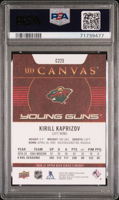 2020-21 Upper Deck Canvas #C225 Kirill Kaprizov PSA 10 (Rookie)