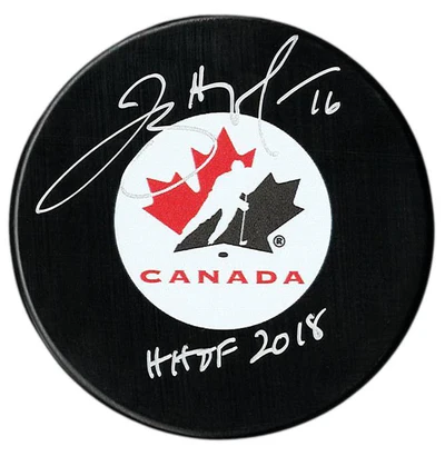 Jayna Hefford Autographed Team Canada HHOF 2018 Puck (COJO Sports)