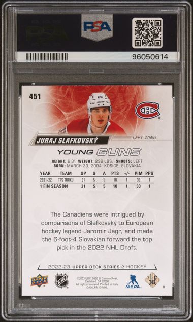2022-23 Upper Deck #451 Juraj Slafkovsky PSA 9 (Rookie)