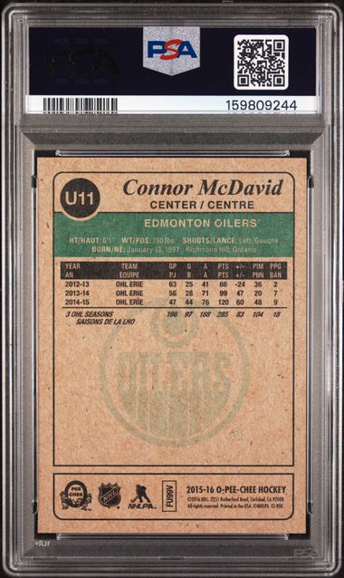 2015-16 O-Pee-Chee Update Retro #U11 Connor McDavid PSA 9 (Rookie)