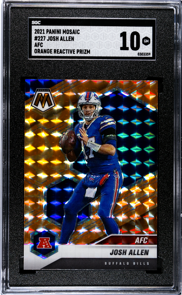 2021 Panini Mosaic Orange Reactive Prizm #227 Josh Allen SGC 10
