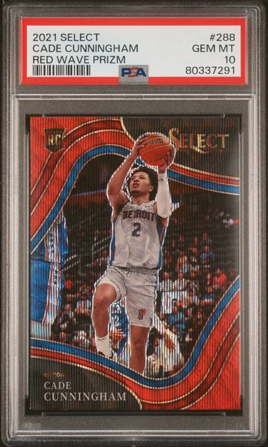 2021-22 Panini Select Red Wave Prizm #288 Cade Cunningham PSA 10 (Rookie)