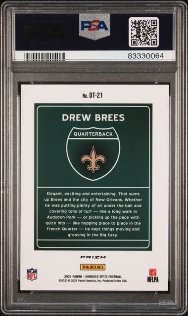 2021 Donruss Optic Downtown #DT21 Drew Brees PSA 10