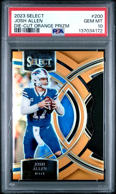 2023 Panini Select Die-Cut Orange Prizm #200 Josh Allen #252/399 PSA 10