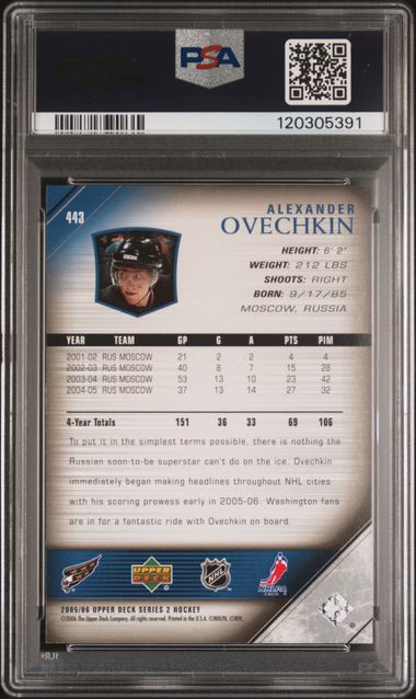 2005-06 Upper Deck #443 Alexander Ovechkin PSA 9 (Rookie)