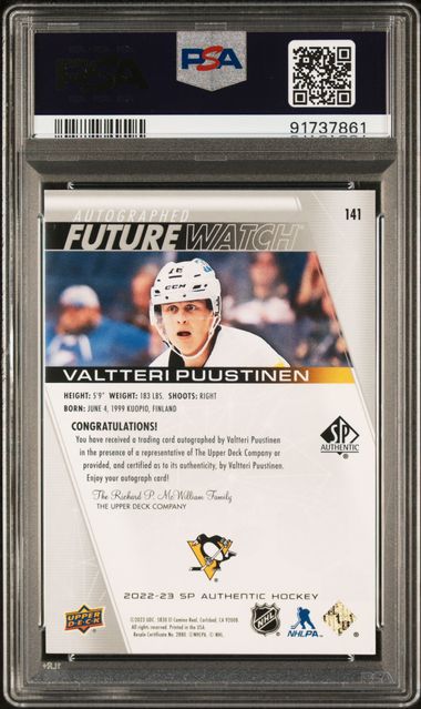 2022-23 SP Authentic #141 Valtteri Puustinen #939/999 PSA 9 (Rookie)