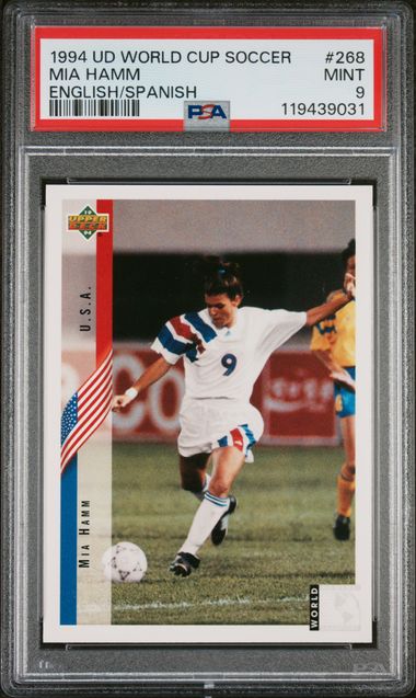 1994 UD World Cup of Soccer English/Spanish #268 Mia Hamm PSA 9 (Rookie)