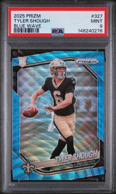 2025 Panini Prizm Blue Wave Prizm #327 Tyler Shough #111/230 PSA 9 (Rookie)