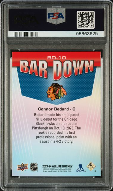 2023-24 Upper Deck Allure Bar Down #BD10 Connor Bedard PSA 10 (Rookie)